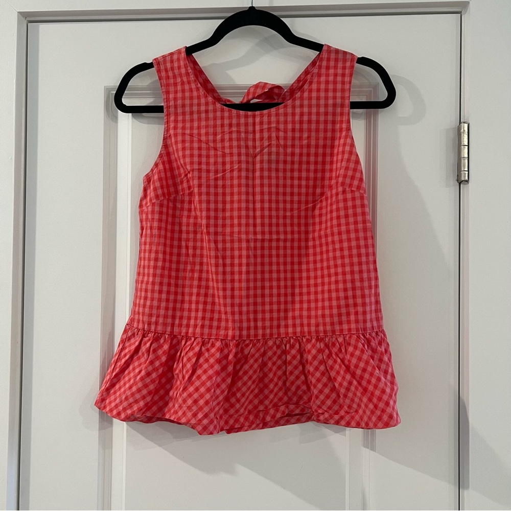 Pink & Red Gingham Peplum J. Crew Top